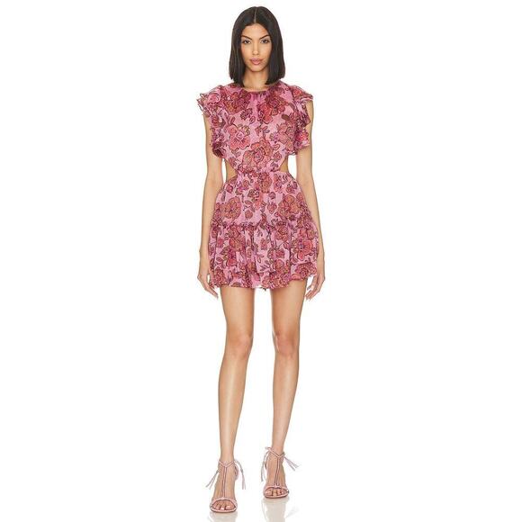 MISA Los Angeles Women's Flirty Floral Cutout Shahdi Mini Dress Size XL Pink NWT - Picture 1 of 10